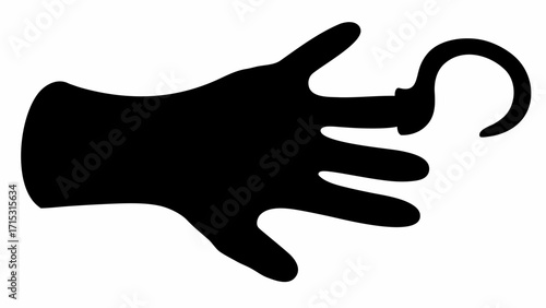 Menacing cartoon hand with hook ready for adventure or pirate themed design elements