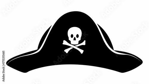 Pirate captain hat with skull and crossbones, a classic symbol of adventure and sea exploration