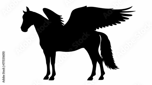 Majestic Pegasus in striking silhouette, a symbol of freedom and mythical wonder for creative designs