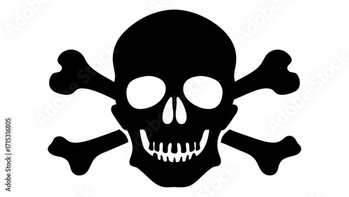 Skull and crossbones illustration for Halloween party or pirate themed event design, vector origin
