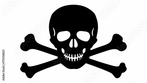 Bold skull and crossbones for edgy designs, perfect for Halloween or pirate themes, iconic symbol of danger