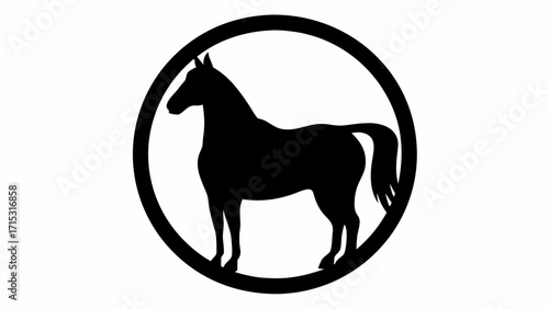 Elegant horse silhouette emblem, powerful and graceful animal symbol for branding or equestrian designs
