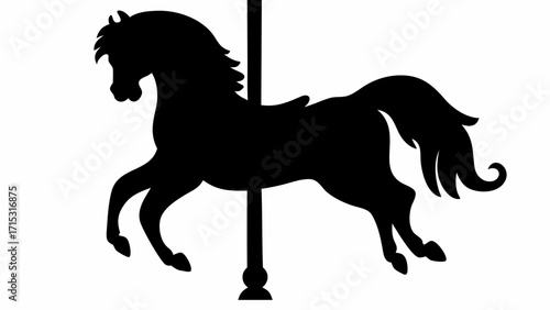 Whimsical carousel horse silhouette evokes childhood memories and nostalgic fun