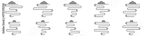 Line Minimalist Asian clouds element vector. Perfect for travel, traditional nature, and culture festival. A stylish, simple design that evokes a classic aesthetic with a modern, artistic touch.