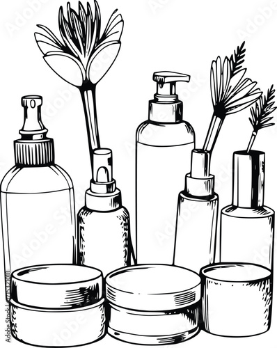 Makeup and Skincare Packaging Illustration 