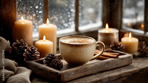 Wallpaper Mural Cozy Drink With Candles Near Window Torontodigital.ca