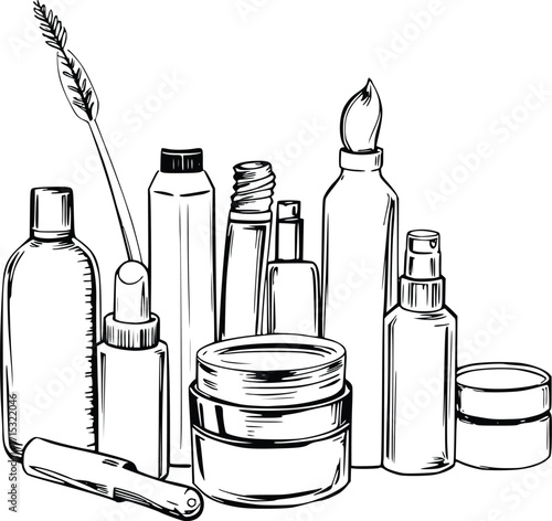 Beauty Product Packaging Sketch in Black and White