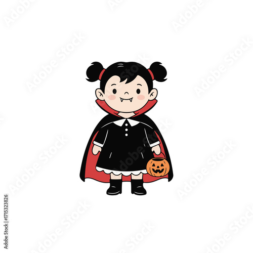Little Girl in Vampire Costume Smiling