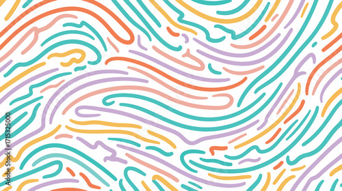 Colorful wavy abstract line seamless pattern with flowing curved strokes for modern background, fabric, wallpaper and design