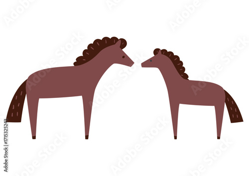 かわいい馬のカップルのベクターイラスト
