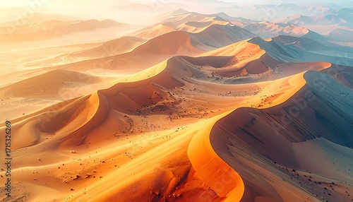 Fototapeta Naklejka Na Ścianę i Meble -  Sunrise Over Golden Sand Dunes