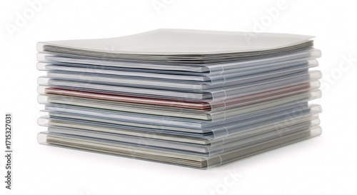 Organized stack of reports and documents in clear file folders ready for review