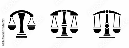 Scales icon set, legal scales. Vector symbol. Illustration of legal scales, scales. scales of justice, scales of law. Vector illustration. Stock vector.