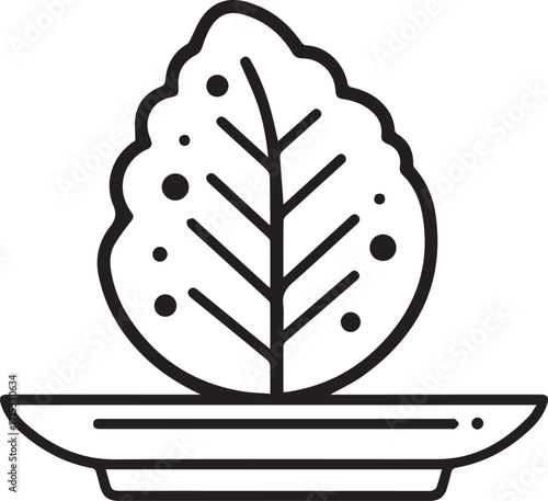 Modern, minimalist lettuce leaf icon illustration for healthy eating campaigns and fresh produce branding, ideal for organic food stores and vegan menus