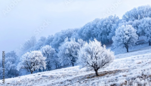 Wallpaper Mural Winter Landscape of Frost Covered Trees on Hillside Torontodigital.ca