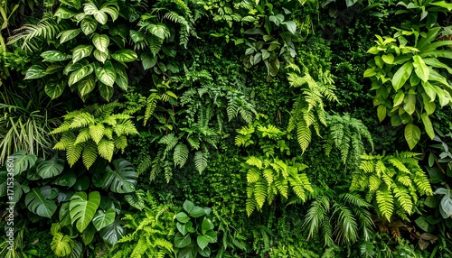 Lush green wall of plants