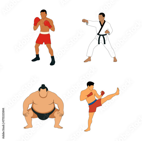 Cartoon Martial Art Collection Simple Logo Design Icon Digital