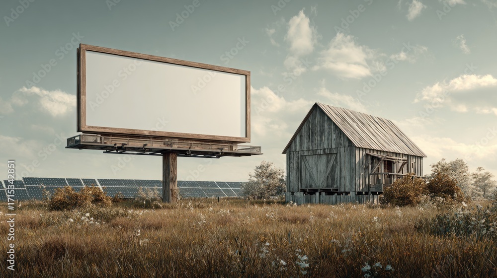 Obraz premium Empty billboard in a rural setting