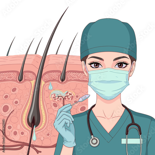 Dermatologist treating hair loss with advanced procedure for healthy hair growth and scalp care