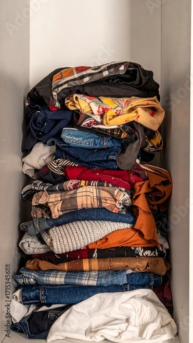 Clothes piled high in a drawer