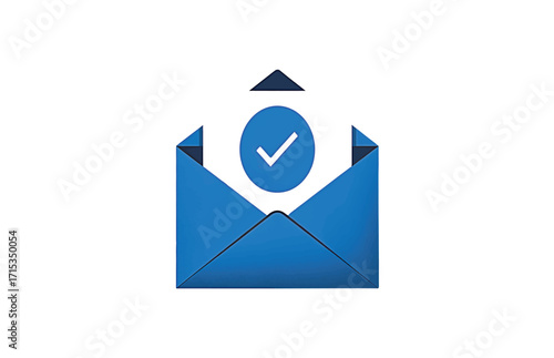 Blue Envelope with Check Mark Icon email message