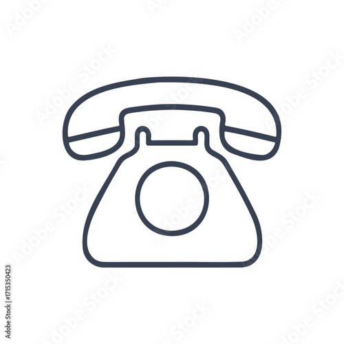 Vintage Telephone Icon Line Art – Retro Landline Phone Vector Illustration 