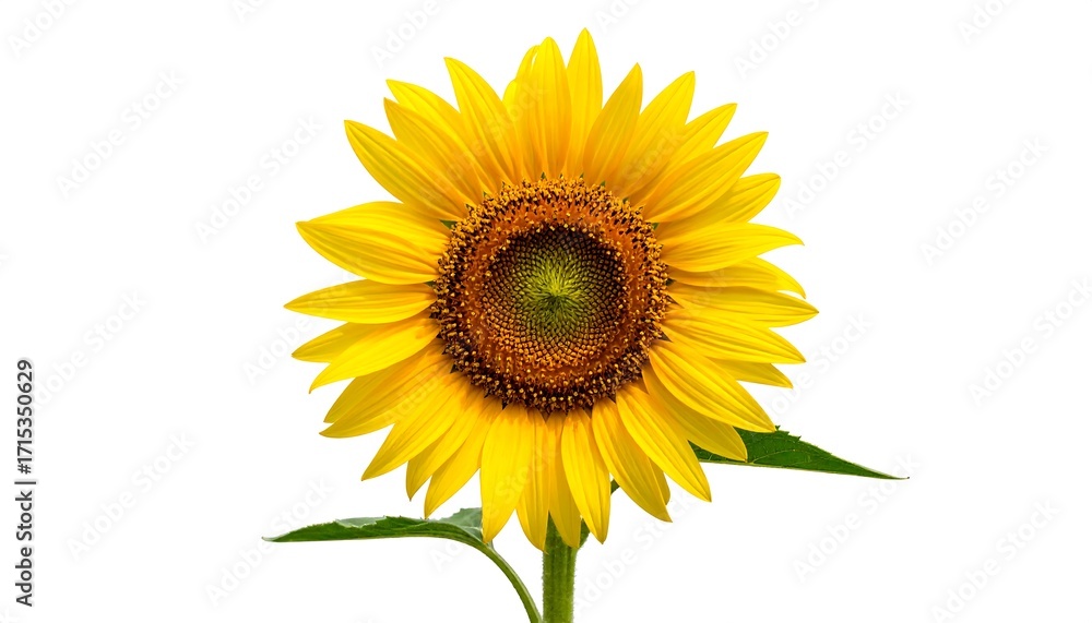 Obraz premium Radiant Sunflower Blossom Against a Blank Background
