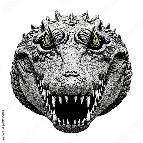 Alligator's Intense Stare A Bold and Striking Animal Illustration