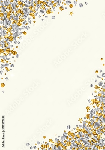 Elegant Gold & Silver Confetti Festive Border