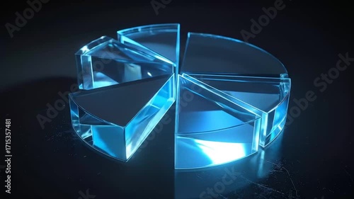Glass Pie Chart: Data Visualization and Analysis Concept