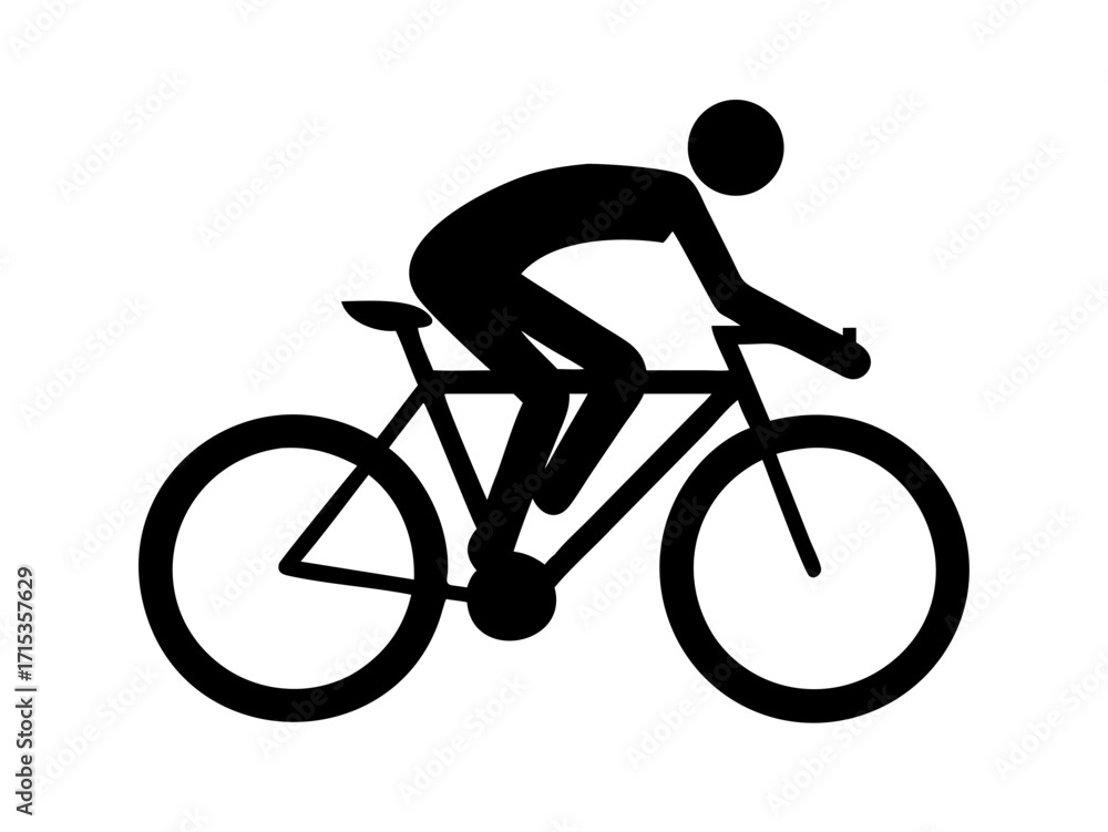 Naklejka premium people riding bicycle silhouette set on white background, vector 