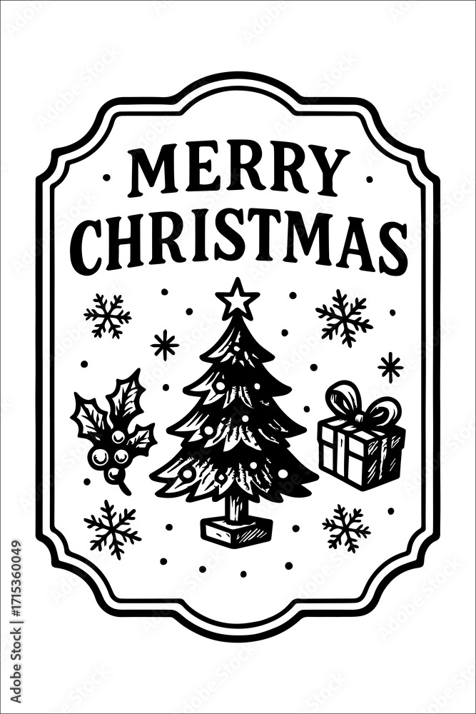 Obraz premium Merry Christmas Gift Tag / Label Design