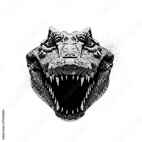 Alligator Head A Monochrome Illustration
