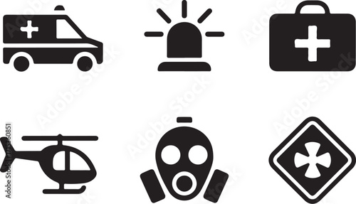 Emergency response icons medical aid and safety symbols
