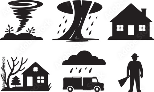 Disaster icons natural disaster emergency rescue help safety