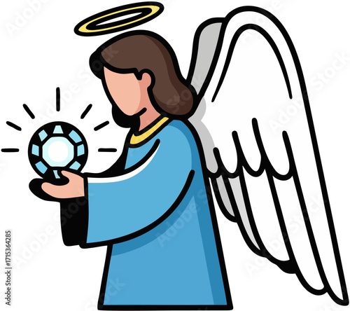 Angel holding flowers illustration