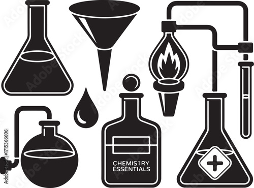 Science lab equipment essential icons for innovation