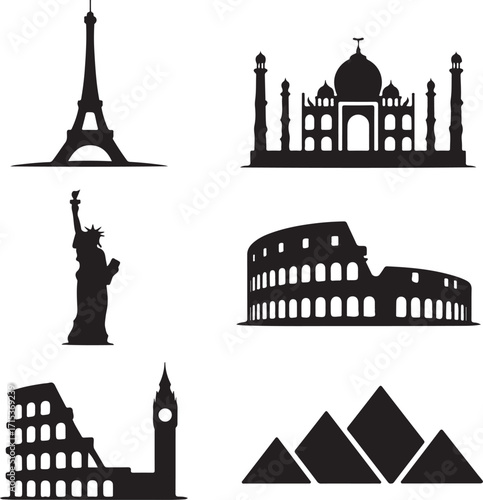 Iconic landmarks collection for travel and global themes