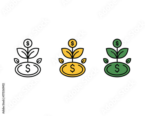 Growing Money Investment Growth Icons