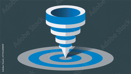 Illustration Of A Funnel Standing On A Target Circle Vector Design Template