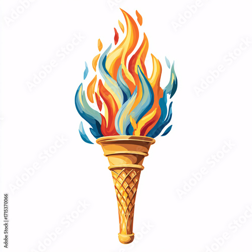 Wallpaper Mural A playful cartoon Olympic torch with vibrant flames, representing the spirit and excitement of the Olympic Games. Torontodigital.ca
