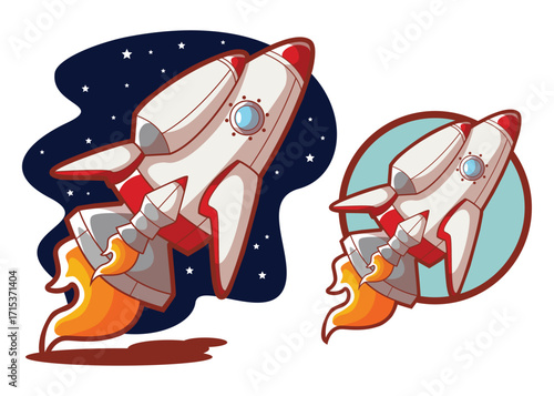 Cartoon Space Rocket Vector Illustration