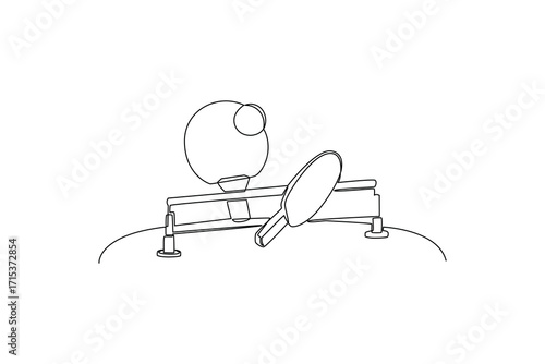Continues line and simple line of table tennis ball bouncing on racket single line drawing vector graphic design illustration