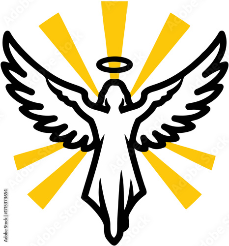 Radiant angel with glowing light illustration