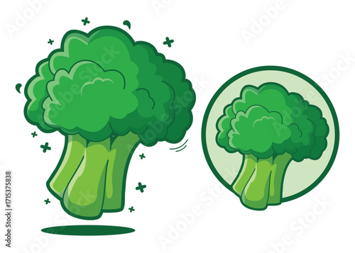 Fresh Green Broccoli Cartoon Vector