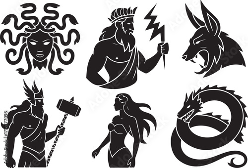 Mythic gods heroes monsters powerful ancient legends icons