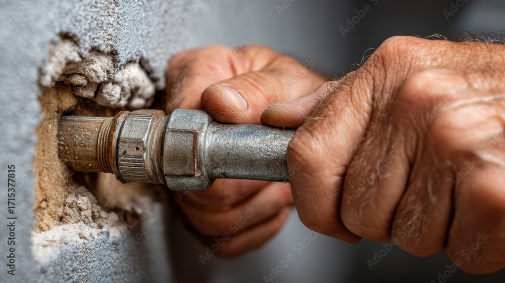 Fototapeta premium Plumbing Repair, Leaky Pipe, Handyman Fix, Water Leakage