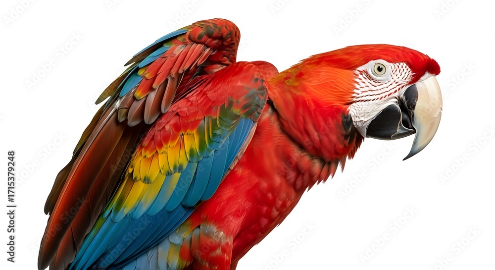 Obraz premium Stunning scarlet macaw flaunting vibrant plumage detail
