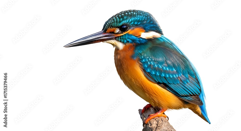 Fototapeta premium Kingfisher bird perched peacefully on branch