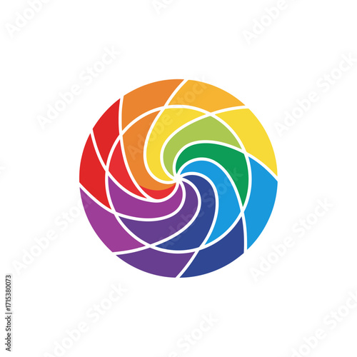 A colorful spiral design, resembling a pinwheel or turbine.